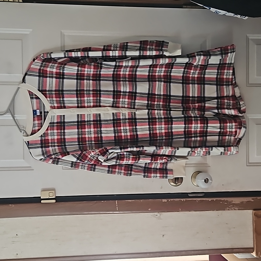 OLD NAVY FLEECE PAJAMA ROMPER: WHITE/PLAID: NEW WITH TAGS: SIZE XL